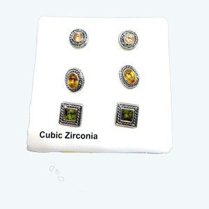 Cubic Zirconia Earrings in sterling silver setting